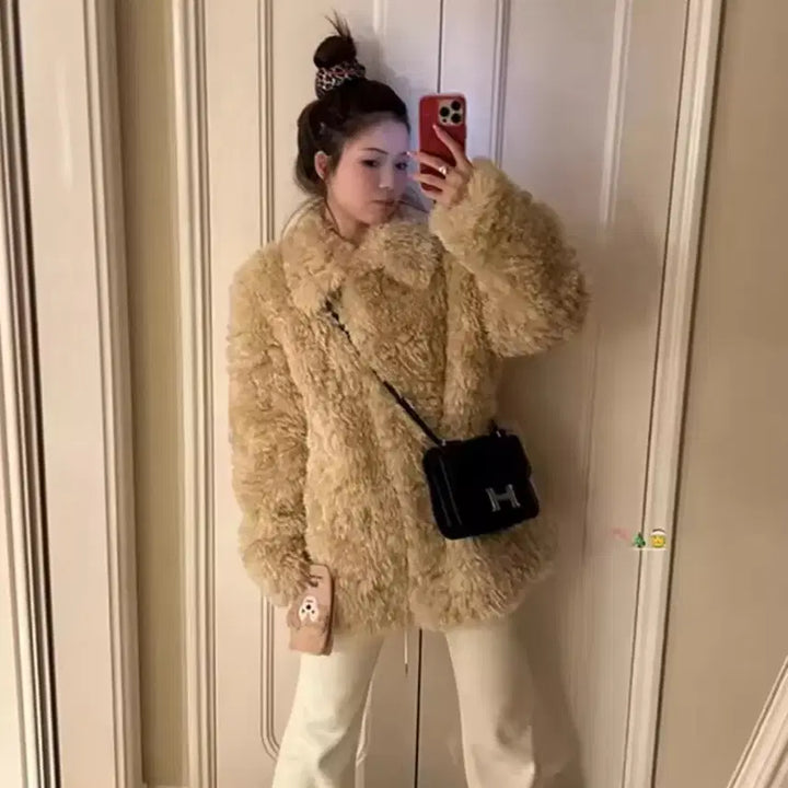 [BUNJANG] Faux Fur Jacket Coat / 인조 모피 퍼자켓 코트