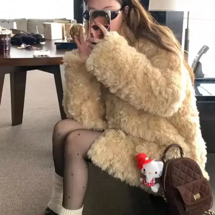 [BUNJANG] Faux Fur Jacket Coat / 인조 모피 퍼자켓 코트