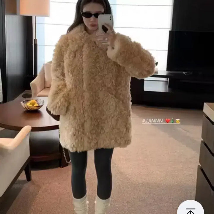 [BUNJANG] Faux Fur Jacket Coat / 인조 모피 퍼자켓 코트