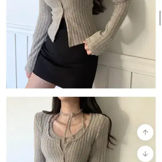 [BUNJANG] Avely Halter Tank Top & Cardigan & Choker Set / 에이블리 뽀송 따듯 홀터나시 가디건 + 초커 세트
