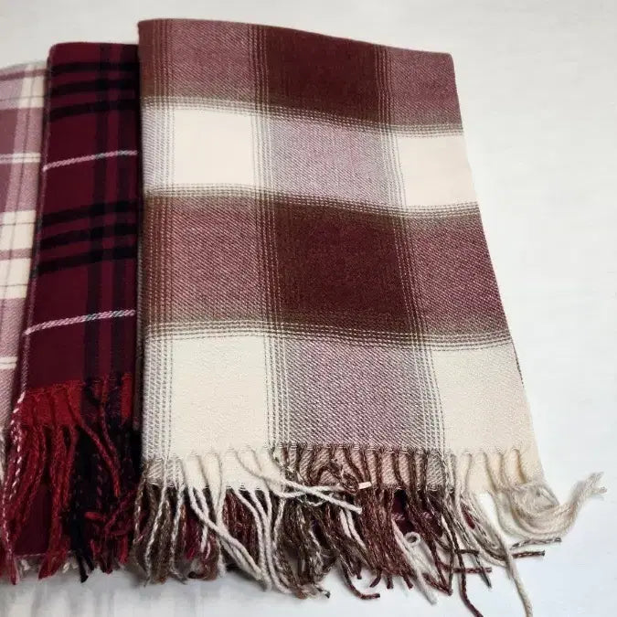 [BUNJANG] Check Pattern Wool Scarf / 목도리 체크 패턴 울 머플러 / 목도리 새상품