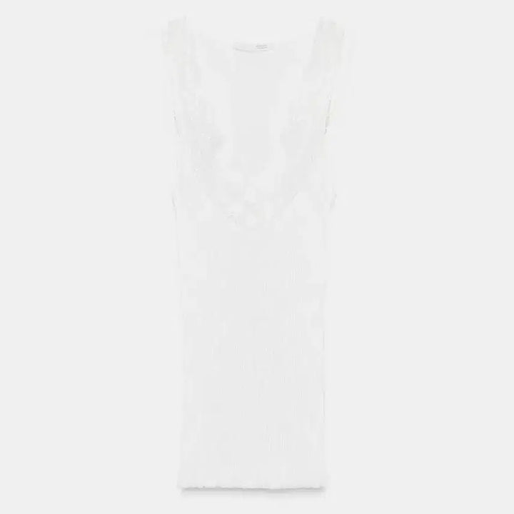 [BUNJANG] ZARA 자라 레이스 리브드 티셔츠, 자라 레이스 나시 / ZARA 자라 레이스 리브드 티셔츠, 자라 레이스 나시