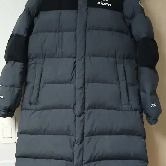 [BUNJANG] Eider 700 Fill Hooded Long Down Jacket Gray Size L / 아이더 700필 후드 롱패딩 그레이(L)