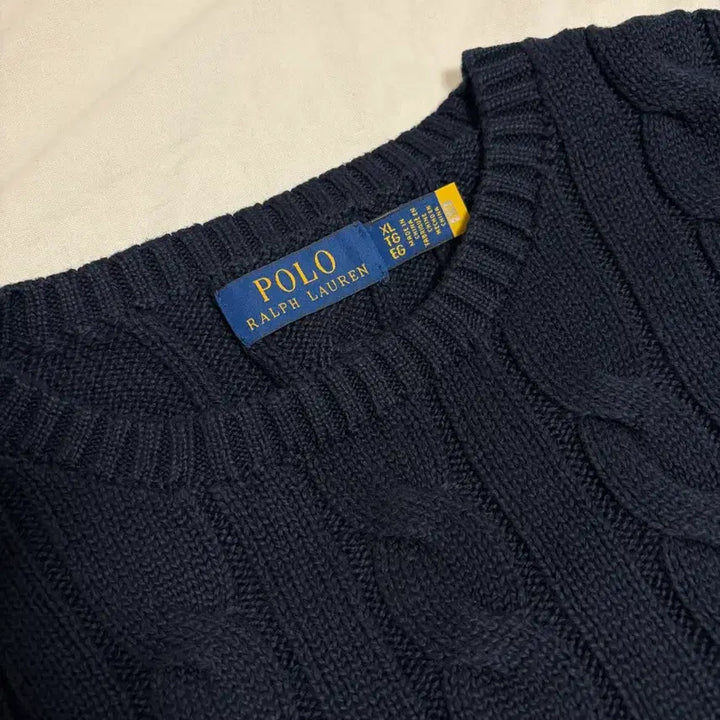 [BUNJANG] Polo Ralph Lauren Cable Knit Cotton Sweater Blue XL / 폴로랄프로렌 케이블 니트 코튼 스웨터 블루 XL