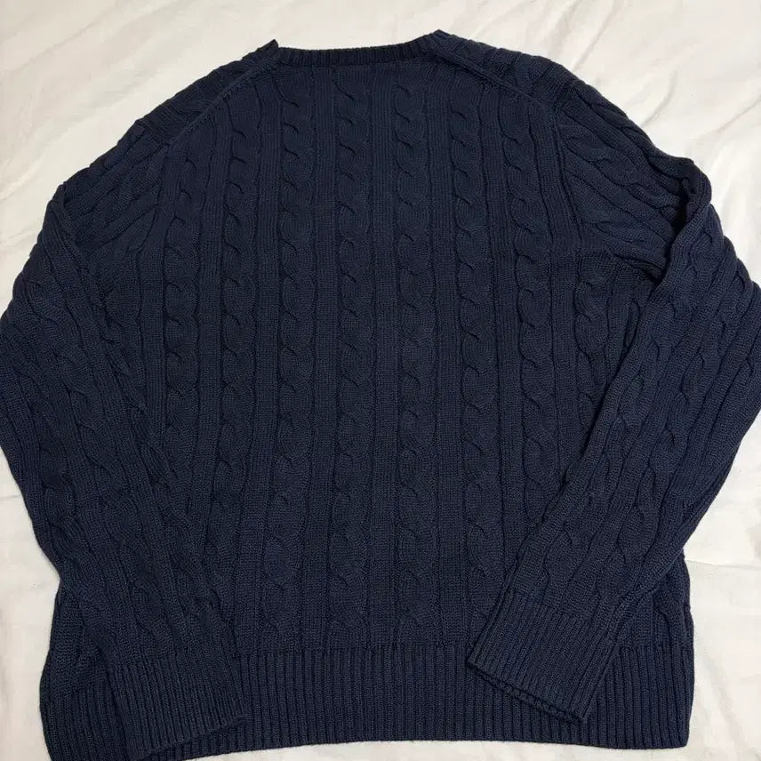 [BUNJANG] Polo Ralph Lauren Cable Knit Cotton Sweater Blue XL / 폴로랄프로렌 케이블 니트 코튼 스웨터 블루 XL
