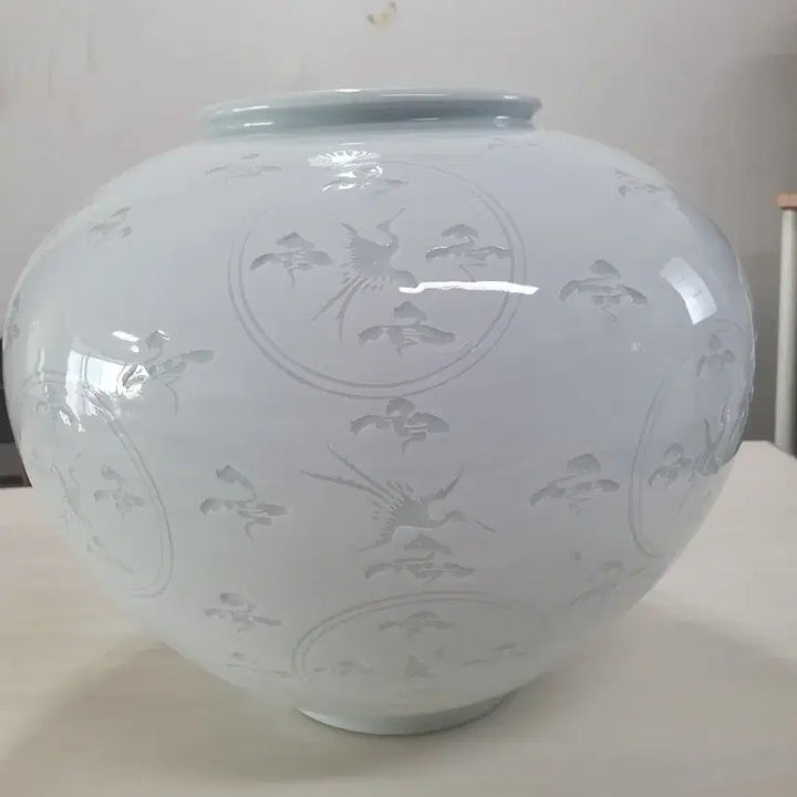 [BUNJANG] Seonchon Kim Sunhwa Masterpiece White Porcelain Moon Jar / 선촌 김선화 명장 운학문 백자 달항아리