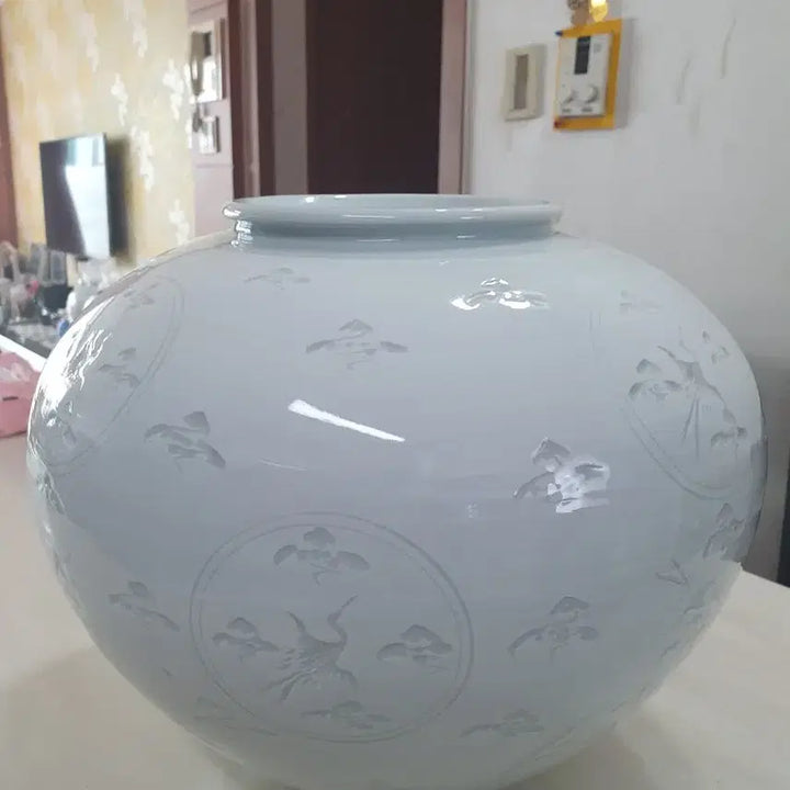 [BUNJANG] Seonchon Kim Sunhwa Masterpiece White Porcelain Moon Jar / 선촌 김선화 명장 운학문 백자 달항아리
