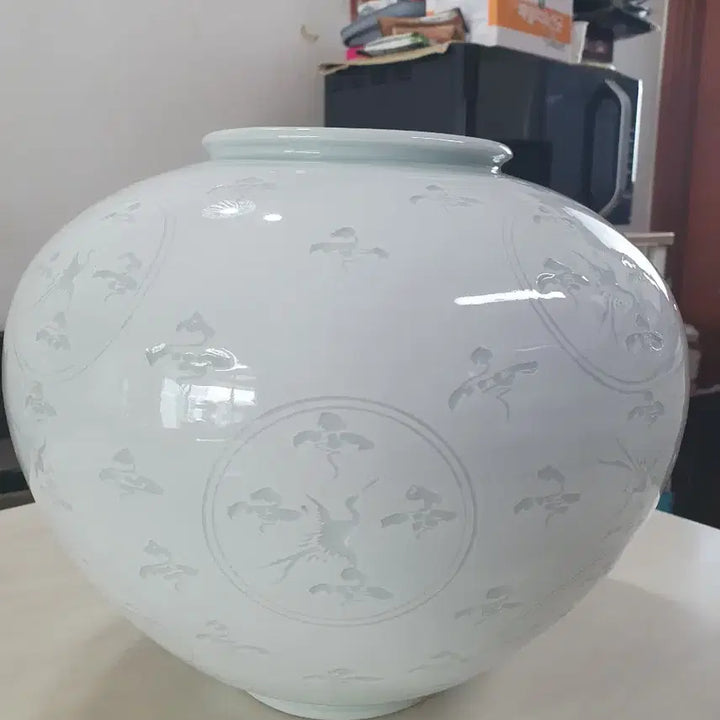[BUNJANG] Seonchon Kim Sunhwa Masterpiece White Porcelain Moon Jar / 선촌 김선화 명장 운학문 백자 달항아리