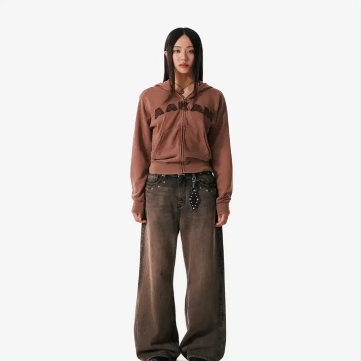 [BUNJANG] AKMU Multi Studded Denim Pants / 아캄 Multi Studded Denim Pants 스터드 팬츠 브라운