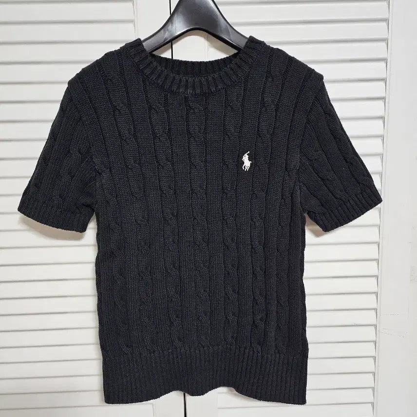 [BUNJANG] Polo Ralph Lauren Black Cable Knit Sweater / 폴로 랄프로렌 블랙 반팔 꽈배기 니트