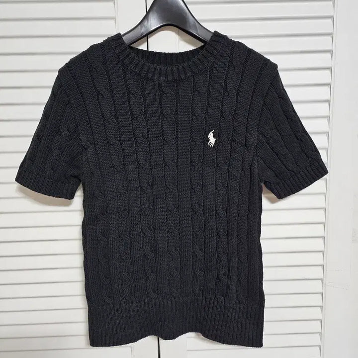 [BUNJANG] Polo Ralph Lauren Black Cable Knit Sweater / 폴로 랄프로렌 블랙 반팔 꽈배기 니트