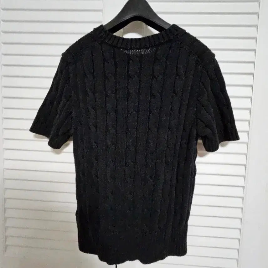[BUNJANG] Polo Ralph Lauren Black Cable Knit Sweater / 폴로 랄프로렌 블랙 반팔 꽈배기 니트