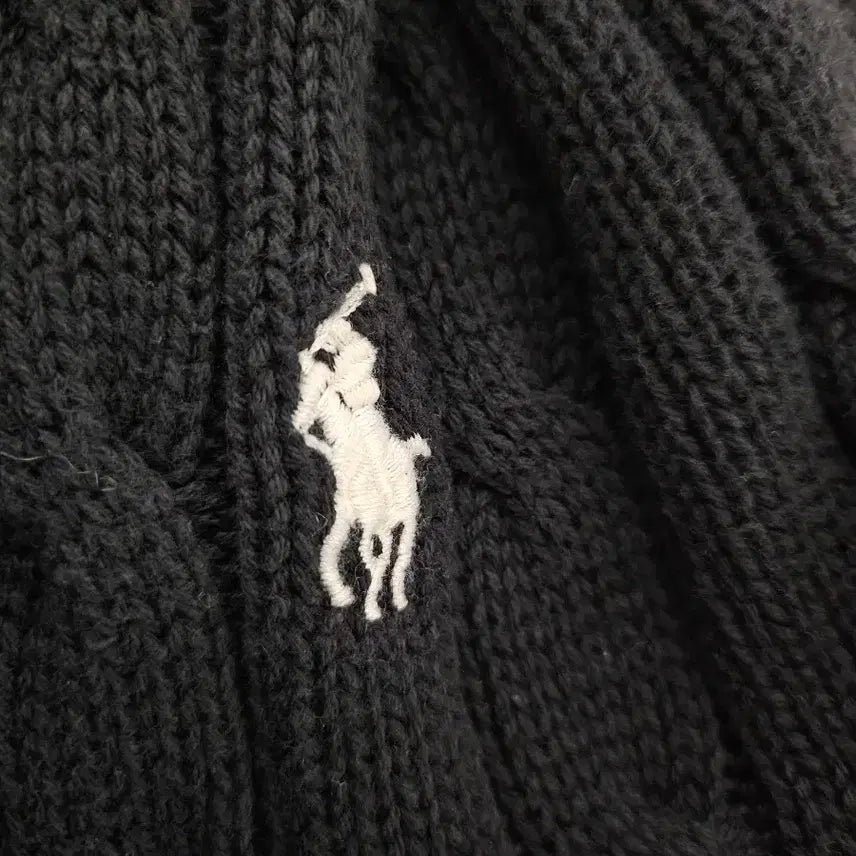 [BUNJANG] Polo Ralph Lauren Black Cable Knit Sweater / 폴로 랄프로렌 블랙 반팔 꽈배기 니트