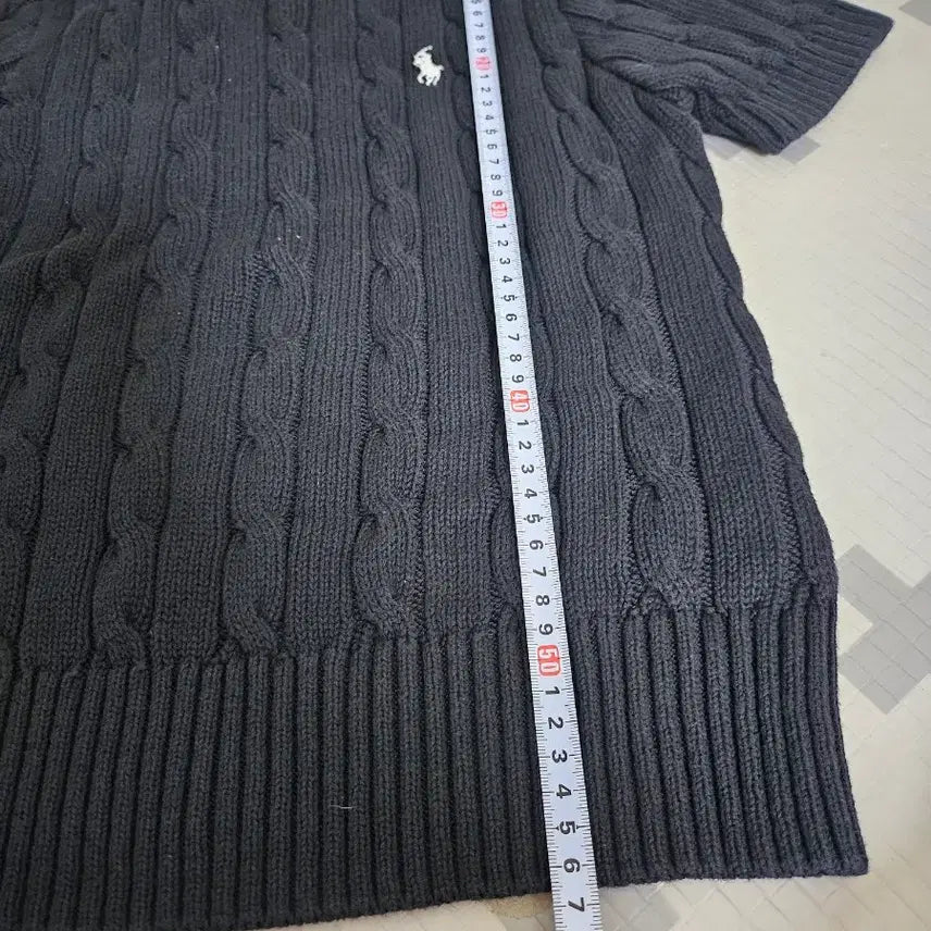 [BUNJANG] Polo Ralph Lauren Black Cable Knit Sweater / 폴로 랄프로렌 블랙 반팔 꽈배기 니트