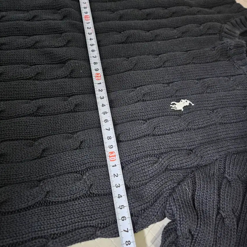 [BUNJANG] Polo Ralph Lauren Black Cable Knit Sweater / 폴로 랄프로렌 블랙 반팔 꽈배기 니트