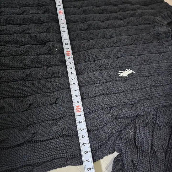 [BUNJANG] Polo Ralph Lauren Black Cable Knit Sweater / 폴로 랄프로렌 블랙 반팔 꽈배기 니트