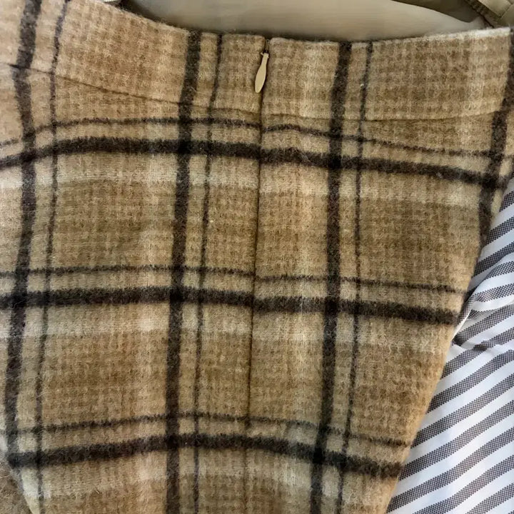 [BUNJANG] Vintage Brown Check Wool Long Skirt / 빈티지 브라운 체크 울 롱스커트