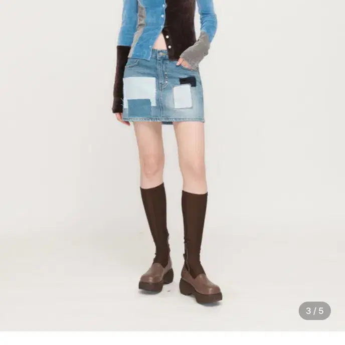 [BUNJANG] The Open Product PATCHWORK DENIM MINI SKIRT / 더오픈프로덕트 PATCHWORK DENIM MINI SKIRT