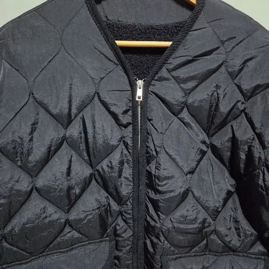 [BUNJANG] No Collar Quilted Long Jumper / 노카라 퀄팅 빅포켓 롱 점퍼(새상품)