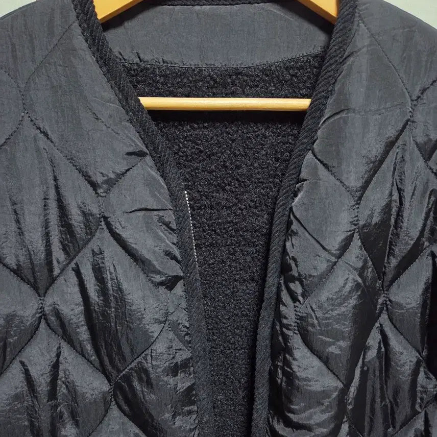 [BUNJANG] No Collar Quilted Long Jumper / 노카라 퀄팅 빅포켓 롱 점퍼(새상품)