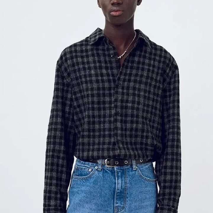 [BUNJANG] Toni Wek Light Wool Brushed Check Shirt L / 토니웩 Light Wool Brushed Check Shirt L