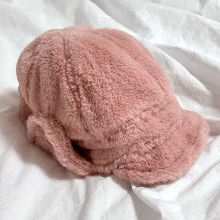 [BUNJANG] White Sand Ear Muffs Cap Fur Hat Pink / (1회 시착)화이트샌즈 이어머프 캡 퍼 모자 핑크