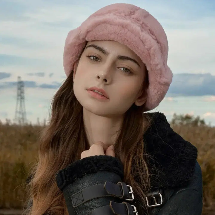 [BUNJANG] White Sand Ear Muffs Cap Fur Hat Pink / (1회 시착)화이트샌즈 이어머프 캡 퍼 모자 핑크