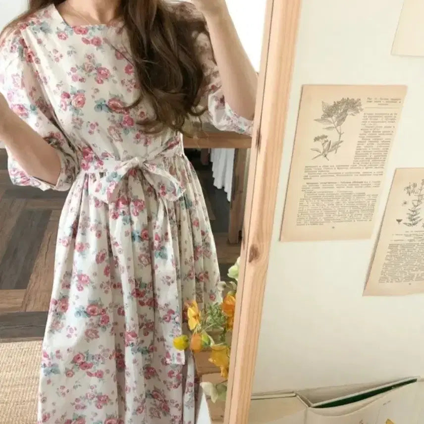 [BUNJANG] Mimi Boutique Rose Dress Cream / (새상품)미미부티크 로즈 원피스 크림