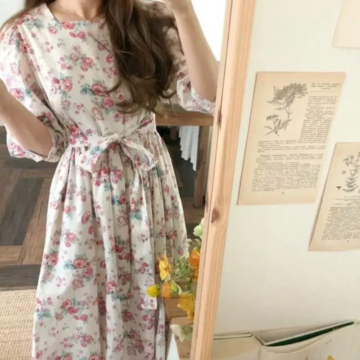 [BUNJANG] Mimi Boutique Rose Dress Cream / (새상품)미미부티크 로즈 원피스 크림