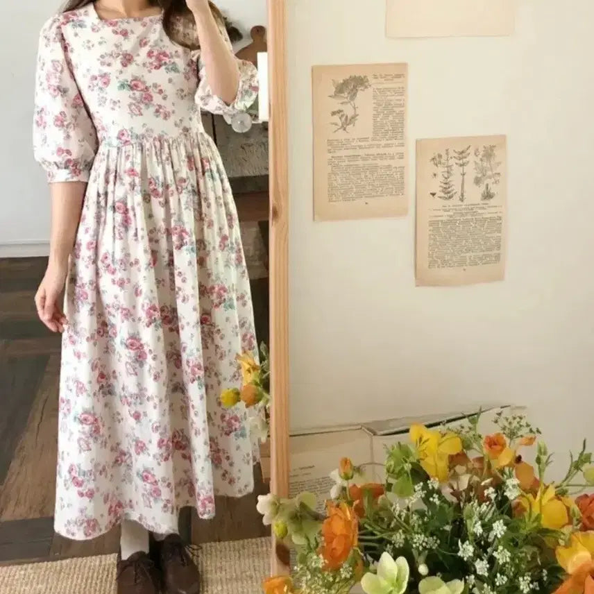 [BUNJANG] Mimi Boutique Rose Dress Cream / (새상품)미미부티크 로즈 원피스 크림