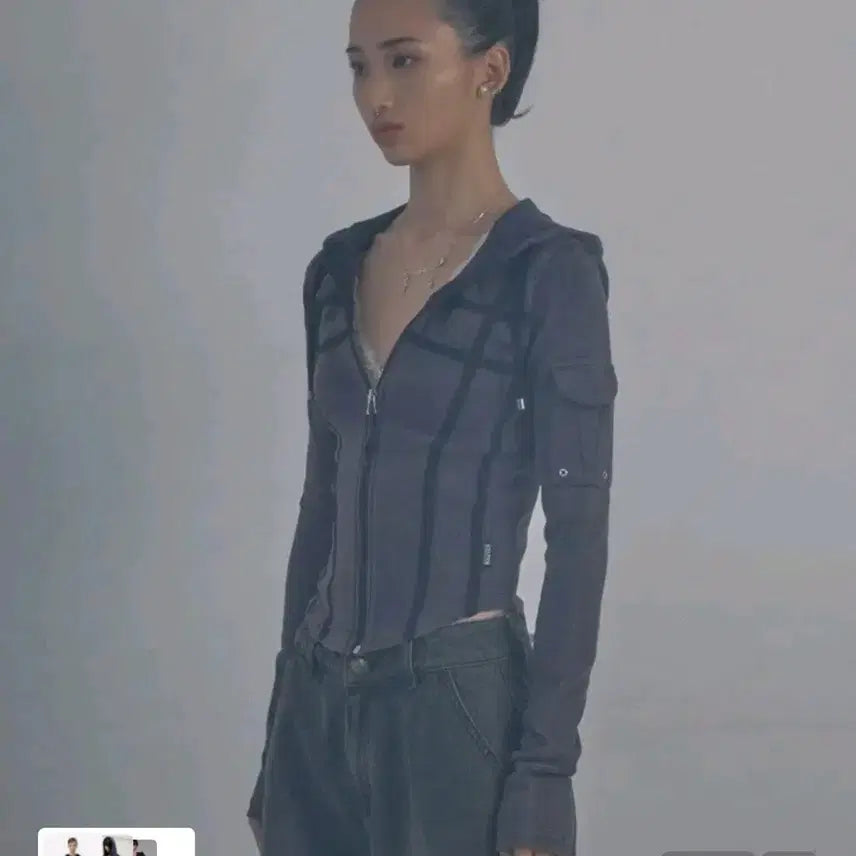 [BUNJANG] Sculptor Washed Bondage Hoodie Zip-up Navy S / 스컬프터 워시드 본디지 후드집업 네이비 S(새거)