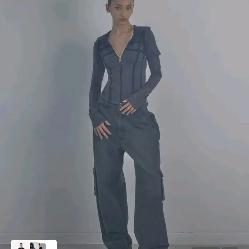 [BUNJANG] Sculptor Washed Bondage Hoodie Zip-up Navy S / 스컬프터 워시드 본디지 후드집업 네이비 S(새거)