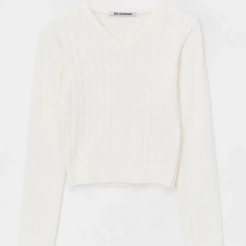 [BUNJANG] Blackup Soy Cotton Cable Crop V-Neck Knit Ivory / 블랙업 소이 코튼 케이블 크롭 브이넥 니트 아이보리 1회 착용
