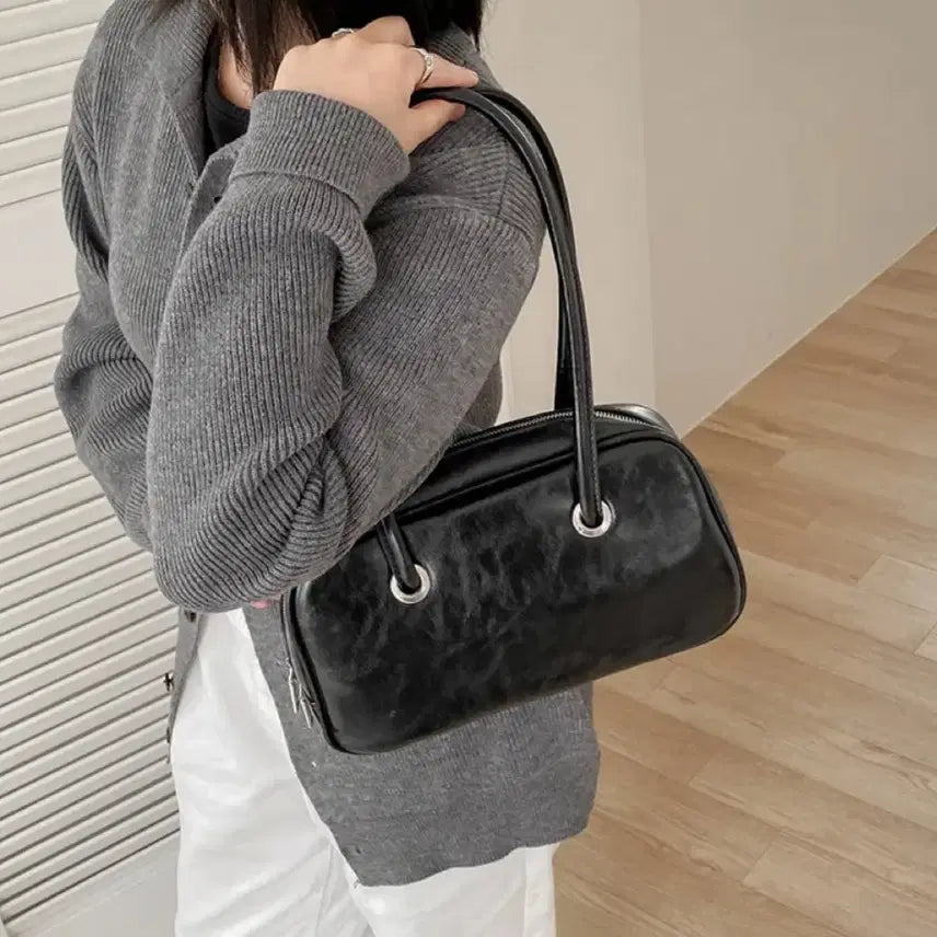[BUNJANG] Cream Creme Ever Square Leather Shoulder Bag / 크림크렘 에버 스퀘어 레더 숄더백 가방