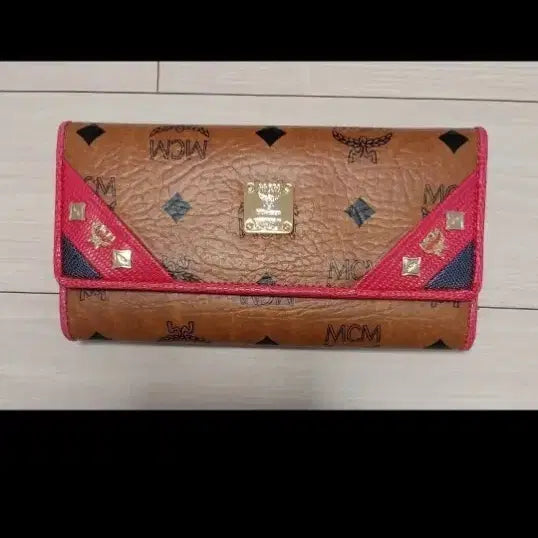 [BUNJANG] MCM Brown Long Wallet with Pink Detail / MCM 브라운 장지갑 핑크 포인트