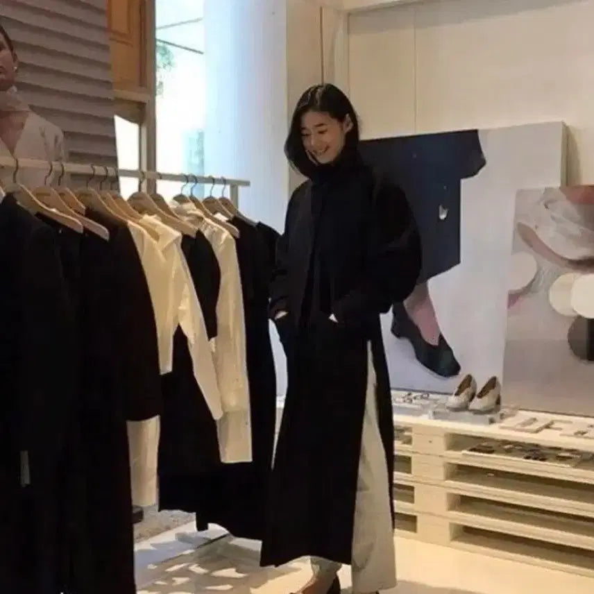 [BUNJANG] Jeong Eun Chae Recto Slit Long Coat Deep Navy / 정은채 렉토 슬릿 롱코트 딥네이비