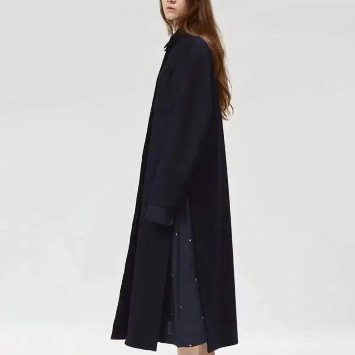 [BUNJANG] Jeong Eun Chae Recto Slit Long Coat Deep Navy / 정은채 렉토 슬릿 롱코트 딥네이비