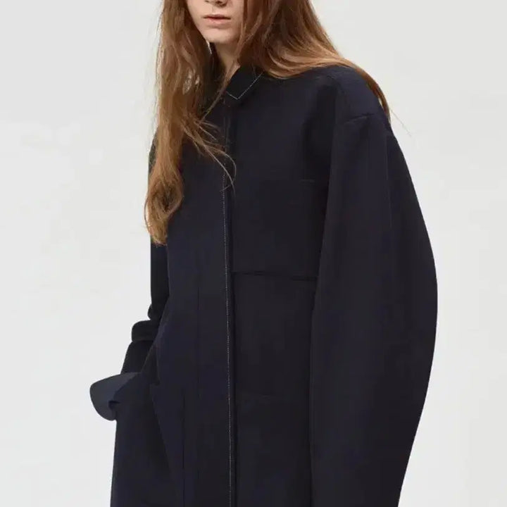 [BUNJANG] Jeong Eun Chae Recto Slit Long Coat Deep Navy / 정은채 렉토 슬릿 롱코트 딥네이비