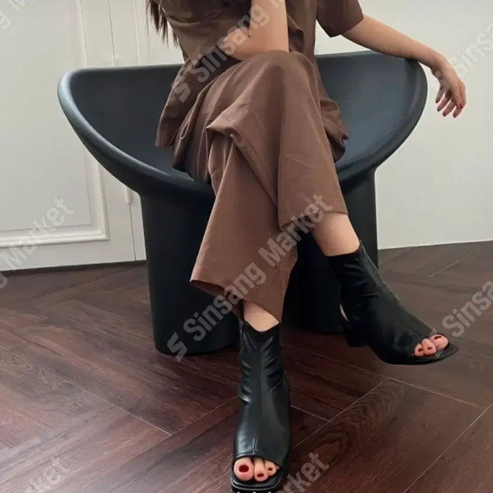 [BUNJANG] Open Toe Ankle Boots (New) / 봄신상 오픈토 앵클부츠(새상품)이벤트특가