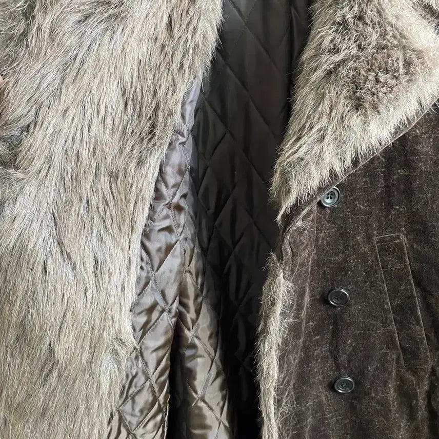 [BUNJANG] Tornado Mart Velour Fur Trimmed Coat / Tornado mart 토네이도 마트 벨루어 퍼 트리밍 코트