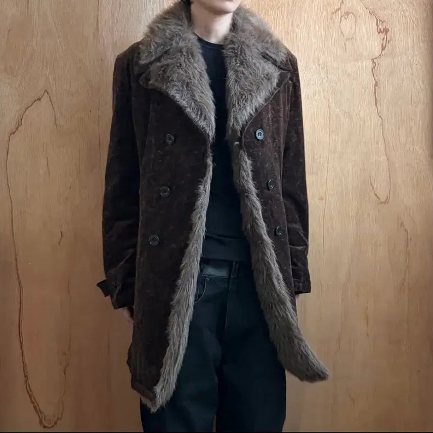 [BUNJANG] Tornado Mart Velour Fur Trimmed Coat / Tornado mart 토네이도 마트 벨루어 퍼 트리밍 코트