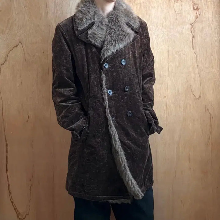 [BUNJANG] Tornado Mart Velour Fur Trimmed Coat / Tornado mart 토네이도 마트 벨루어 퍼 트리밍 코트