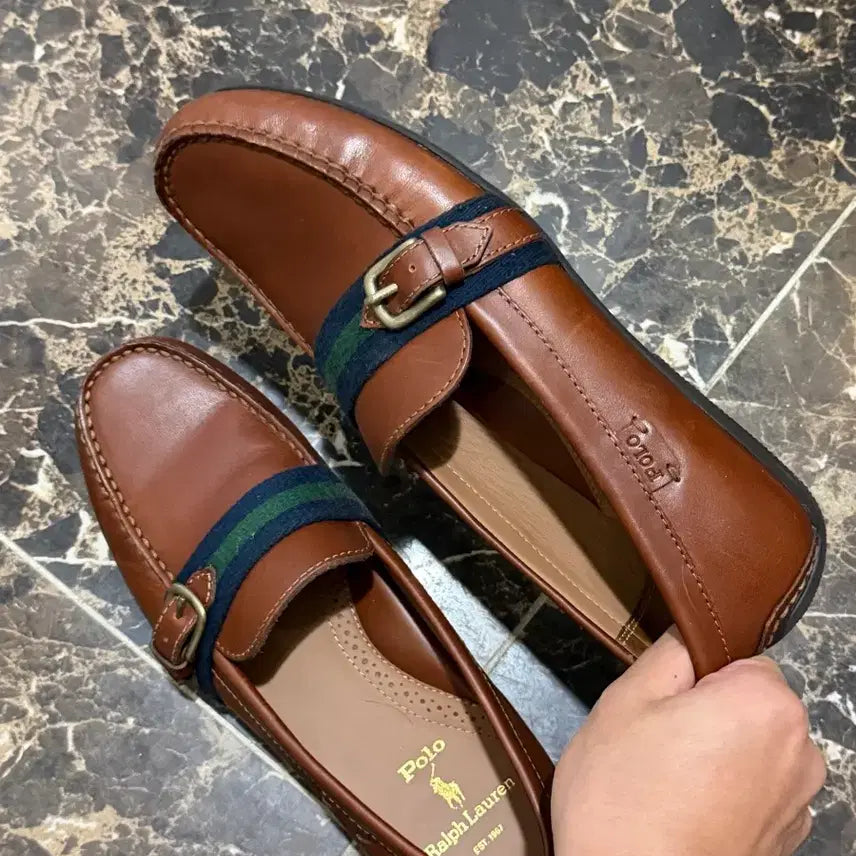 [BUNJANG] Polo Ralph Lauren Riali Leather Brown Loafers (Size 270) / 폴로 랄프로렌 Riali 레더 브라운 로퍼 270 사이즈