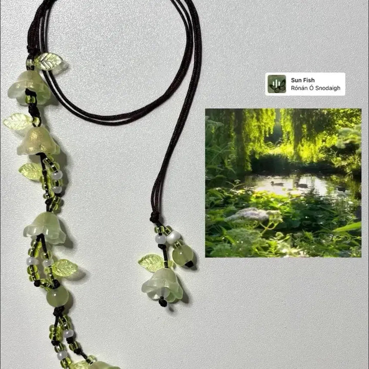 [BUNJANG] Fuuring Green Leaf Beaded Bookmark / 연못느낌의 녹색잎 비즈책갈피 | 초여름 숲속의 비즈끈갈피