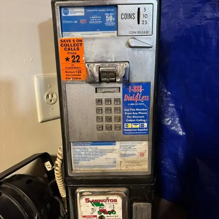 [BUNJANG] Vintage American Cast Iron Public Telephone Booth Set / 빈티지/레트로 미국 실사용 주물 공중전화기와 메탈 전화기부스