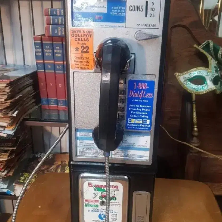 [BUNJANG] Vintage American Cast Iron Public Telephone Booth Set / 빈티지/레트로 미국 실사용 주물 공중전화기와 메탈 전화기부스