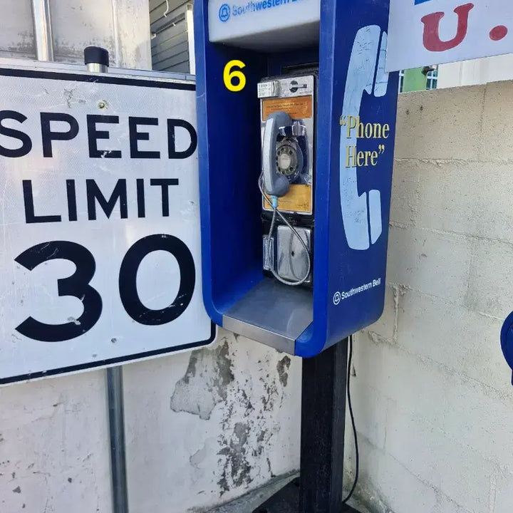 [BUNJANG] Vintage American Cast Iron Public Telephone Booth Set / 빈티지/레트로 미국 실사용 주물 공중전화기와 메탈 전화기부스