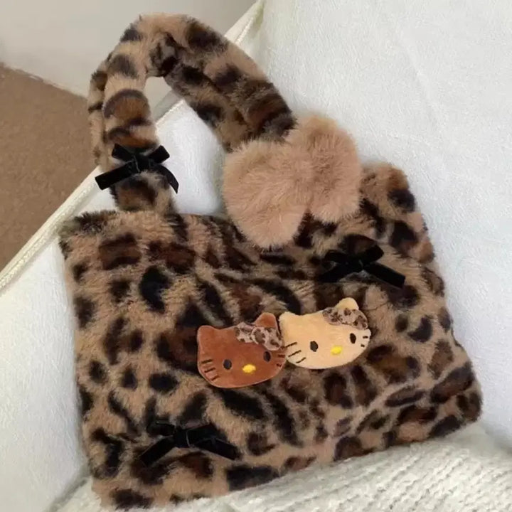 [BUNJANG] Hello Kitty Leopard Print Tote Bag / 헬로키티 레오파드 호피 퍼 가방 토트백