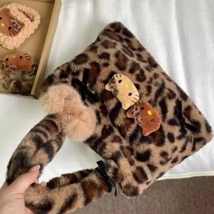 [BUNJANG] Hello Kitty Leopard Print Tote Bag / 헬로키티 레오파드 호피 퍼 가방 토트백
