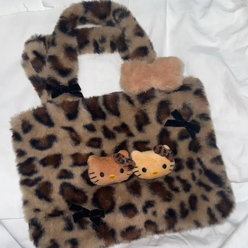 [BUNJANG] Hello Kitty Leopard Print Tote Bag / 헬로키티 레오파드 호피 퍼 가방 토트백